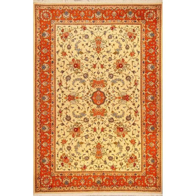 Authentic Persian Rug Zabol Traditional Style Hand-Knotted Indoor Area Rug With Natural Wool And Cotton 9'8" X 6'6" Panr02811